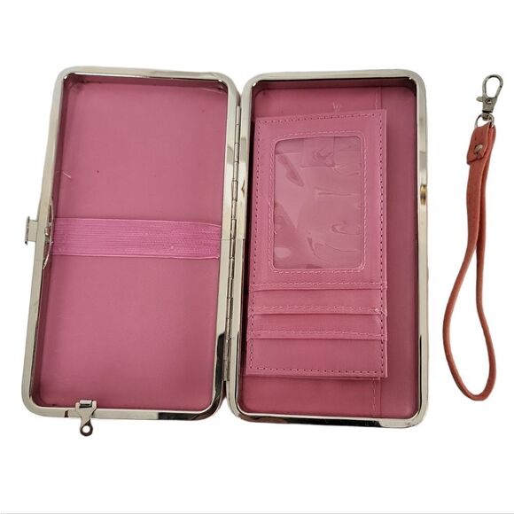 Elenxs Orange Sherbert Bow Knot Phone Case Long Wallet Wristlet - Picture 4 of 7